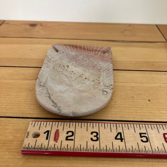 Fish Shape Carved Stone Soap Dish Trinket Tray Peach Pink - Picture 3 of 5